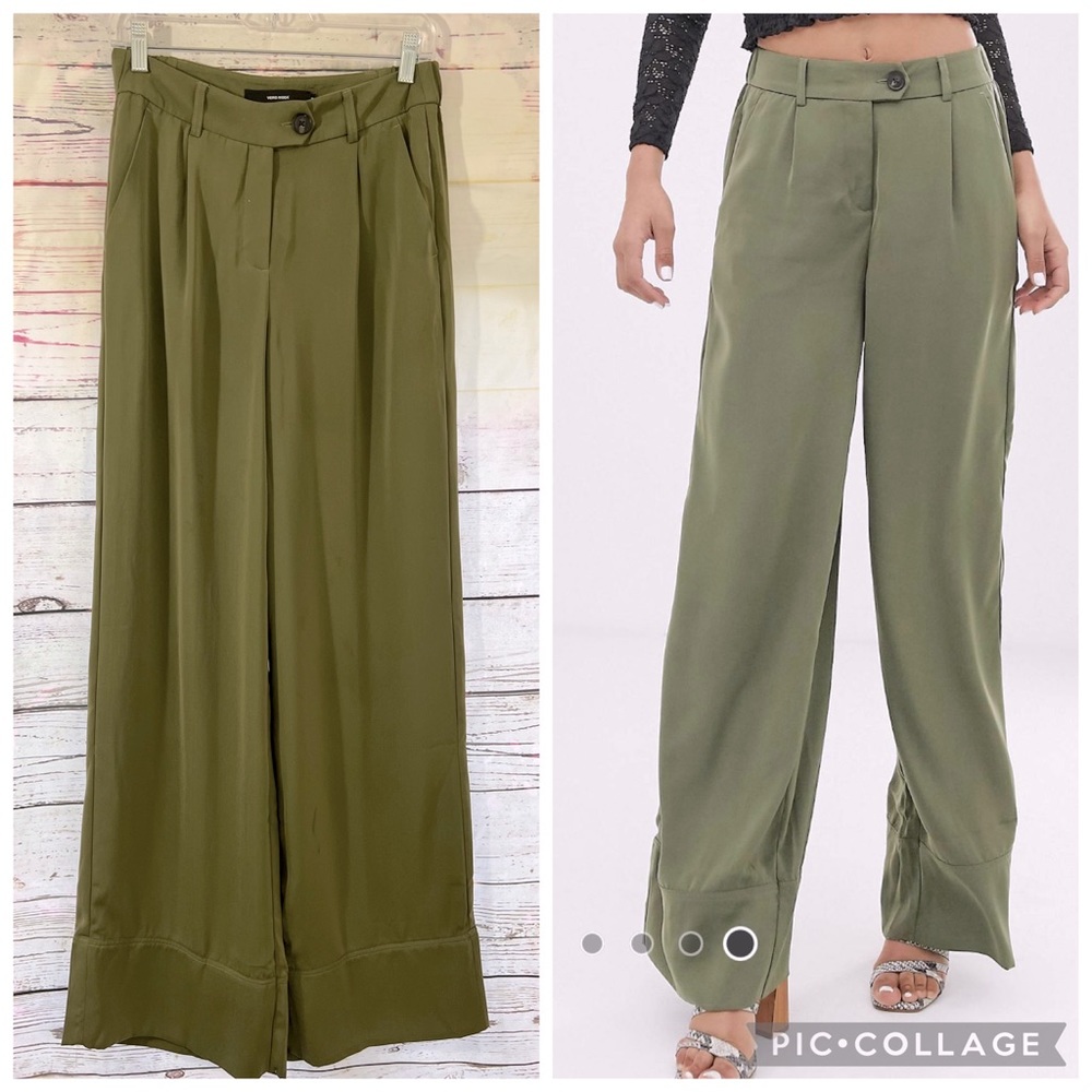 Vero Moda Tall Wide Leg Pants in Green size S(6)